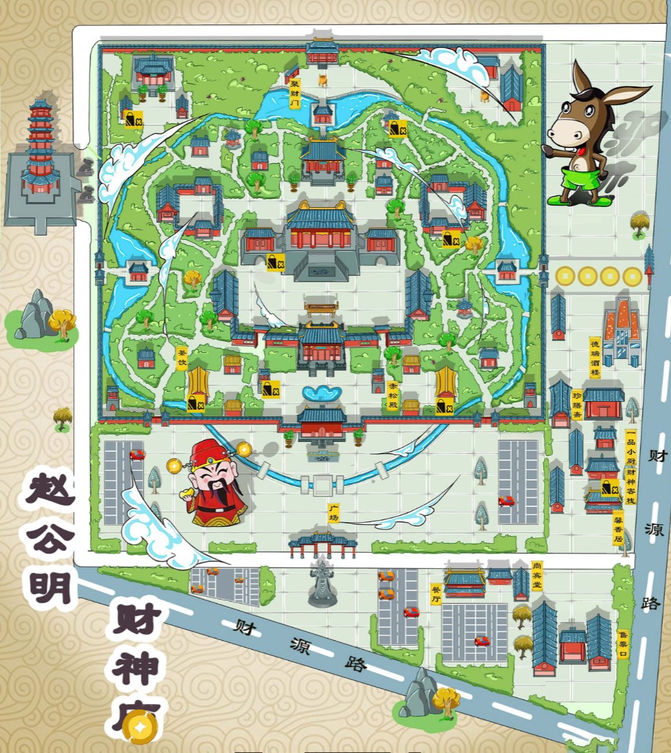 江达寺庙类手绘地图